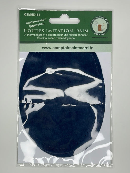 Coudes thermocollants imitation Daim bleu royal - taille moyenne CSMHK18425-25