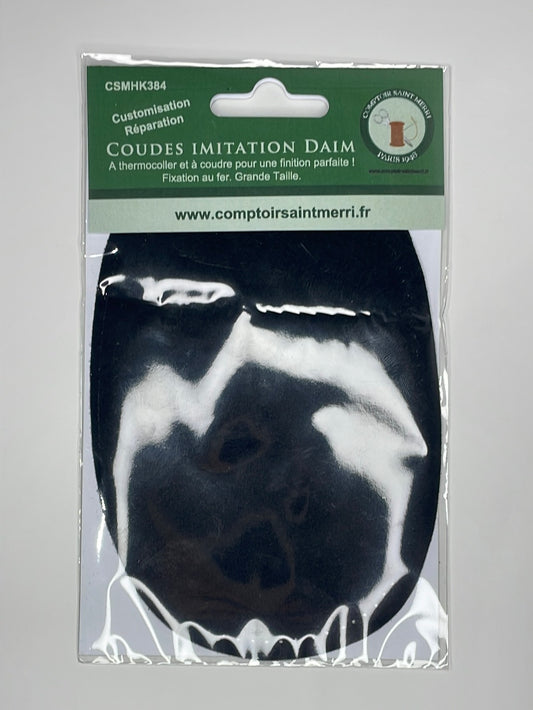Coudes thermocollants imitation Daim par 2 noir - grande taille CSMHK38419-19