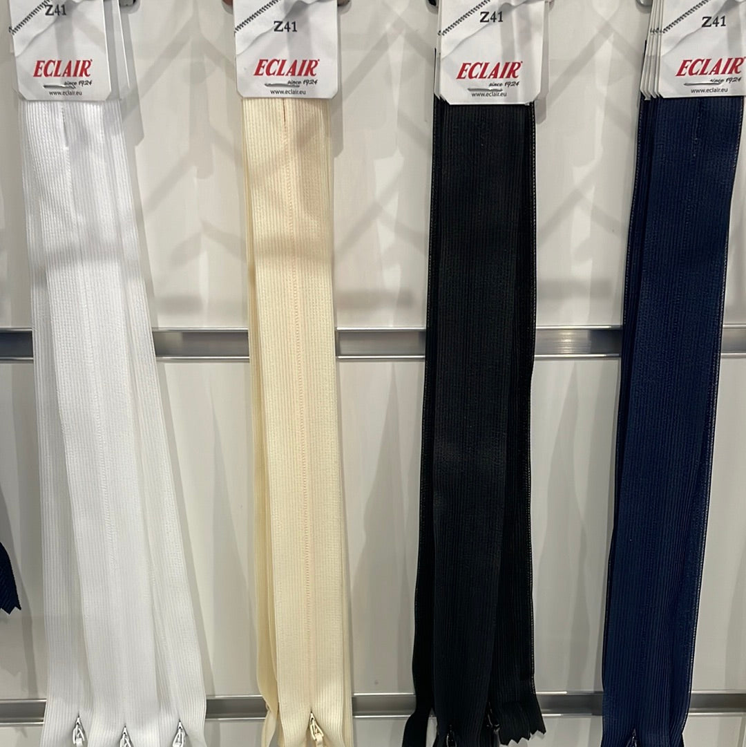 Fermeture à glissière INVISIBLE Non séparable Z41 4mm BLANC