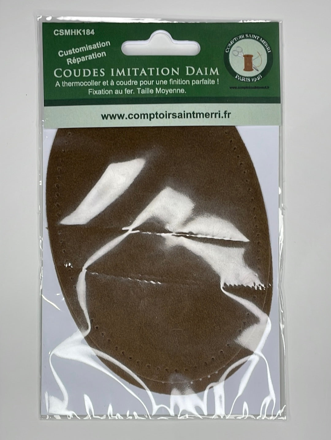 Coudes thermocollant imitation Daim Tabac taille moyenne CSMHK18476-76