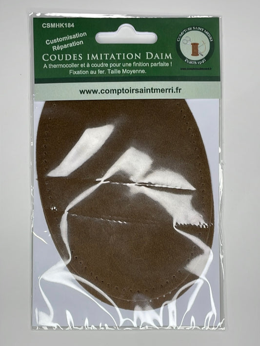 Coudes thermocollant imitation Daim Tabac taille moyenne CSMHK18476-76