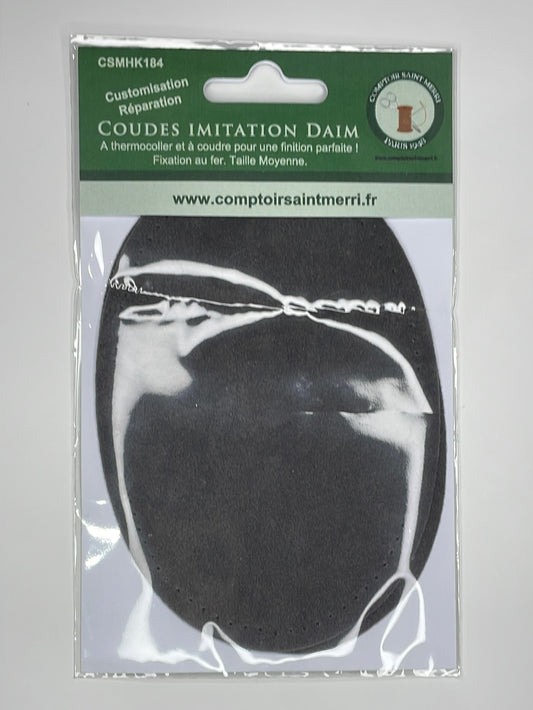 Coudes thermocollants imitation Daim gris foncé taille moyenne CSMHK1842-2