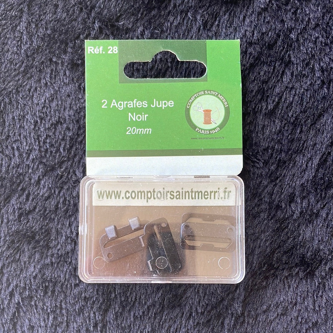 Agrafes jupe 20mm Noir x2