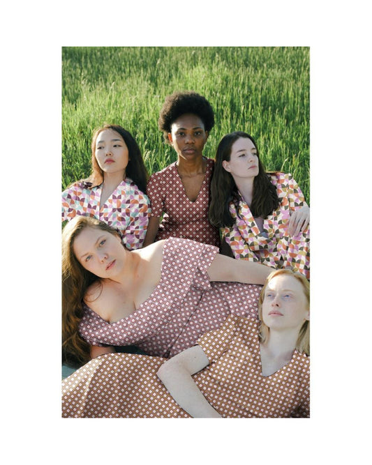 Popeline de Coton Poppy Bordeaux Ecru