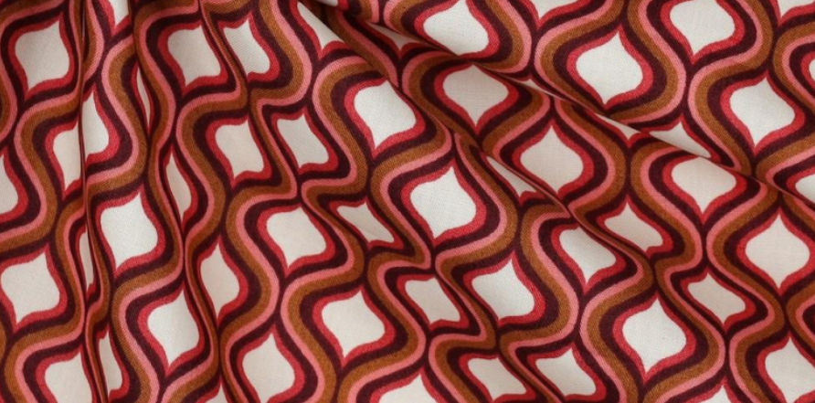 Popeline de Coton Poppy ECRU / BORDEAUX