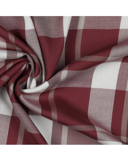 Viscose Teinte en Fil Carreaux Rouge