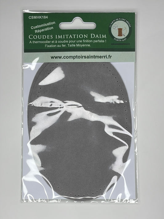 Coudes thermocollants imitation daim Tm Gris clair taille moyenne CSMHK1844-4