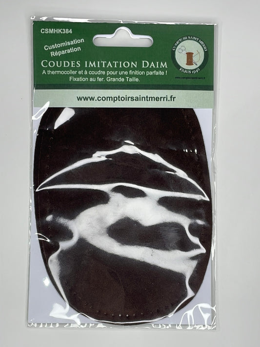 Coudes thermocollants imitation Daim par 2 Marron foncé - grande taille CSMHK38423-23