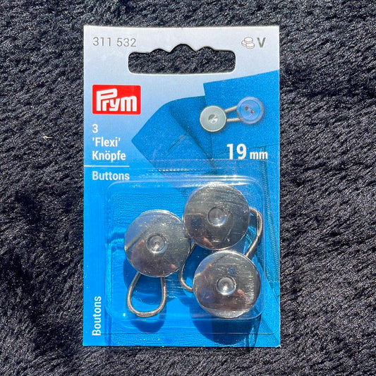 Boutons flexi 19mm coloris argent pour chemise et pantalon x3