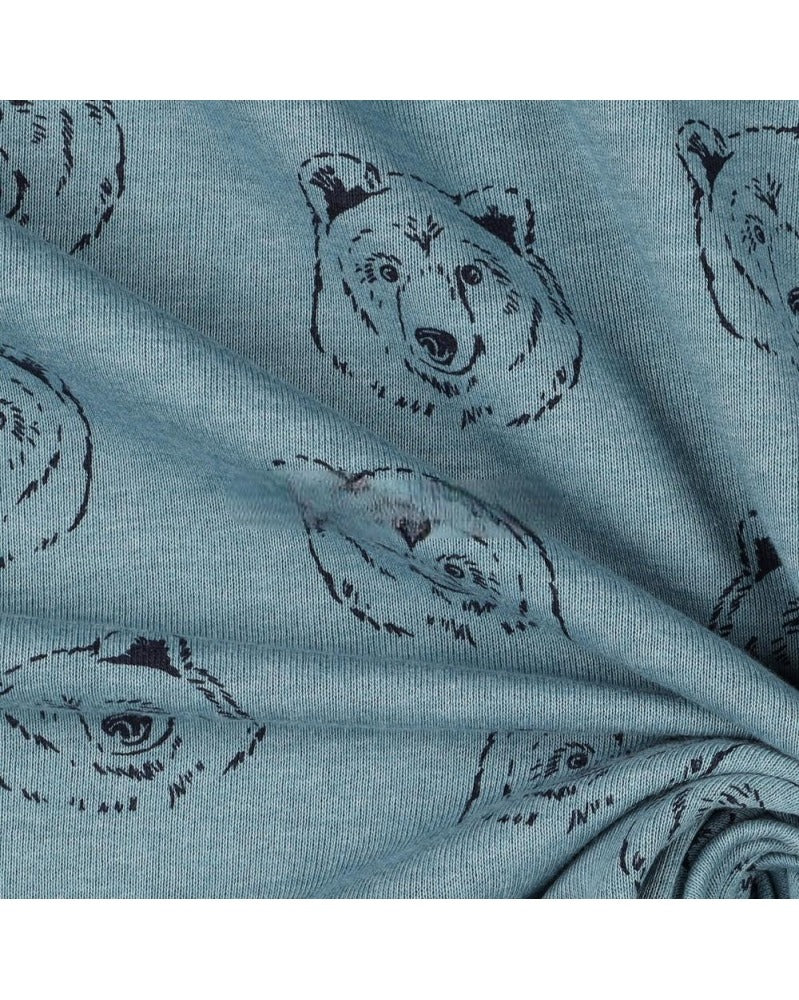 Tissus sweat Molleton  Mélange Poppy Ours Bleu