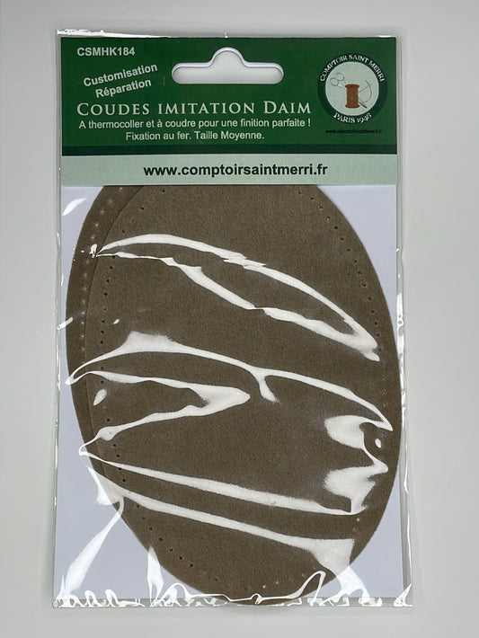 Coudes thermocollants imittation Daim beige - taille moyenne CSMHK1843-3