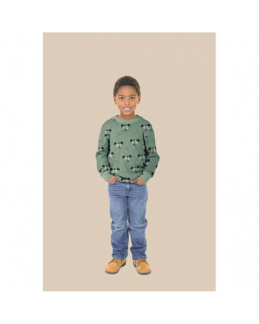 Tissus sweat Molleton Poppy Chien Vert Menthe