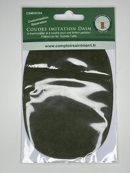 Coudes thermocollants imitation Daim kaki - grande taille CSMHK38471-71