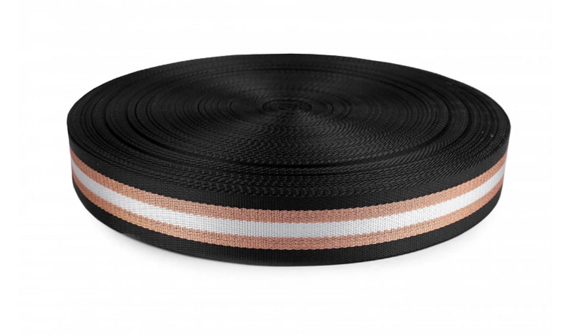 Sangle 38mm Noir à rayures Lurex Rose