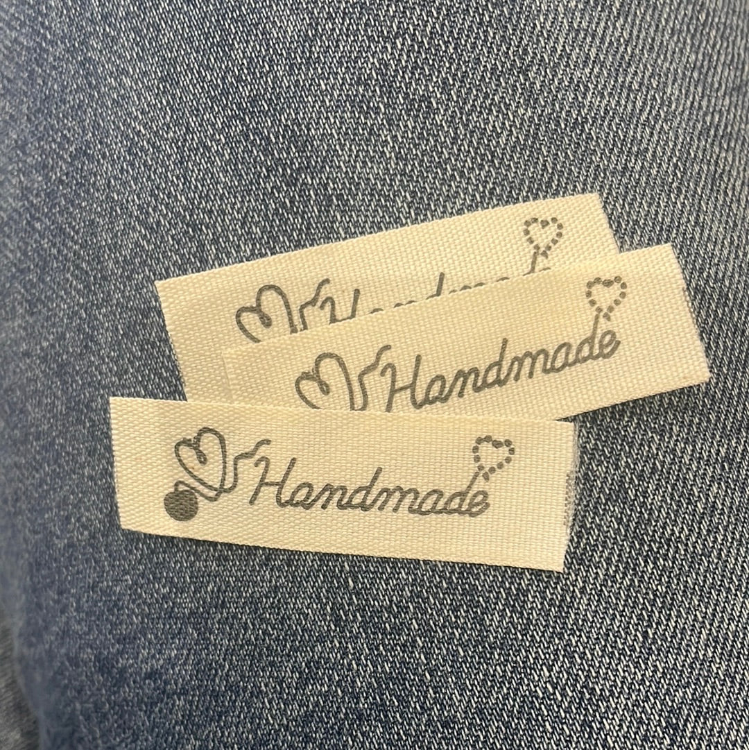 Étiquettes tissées Rectangles HANDMADE Cœur