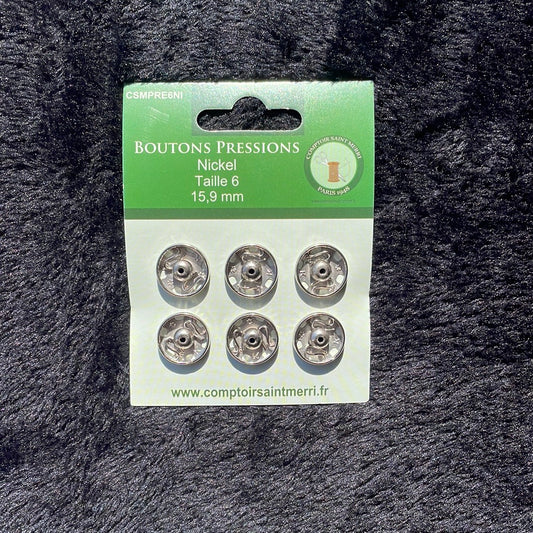 Boutons Pression N°6 15.9mm nickélé X6