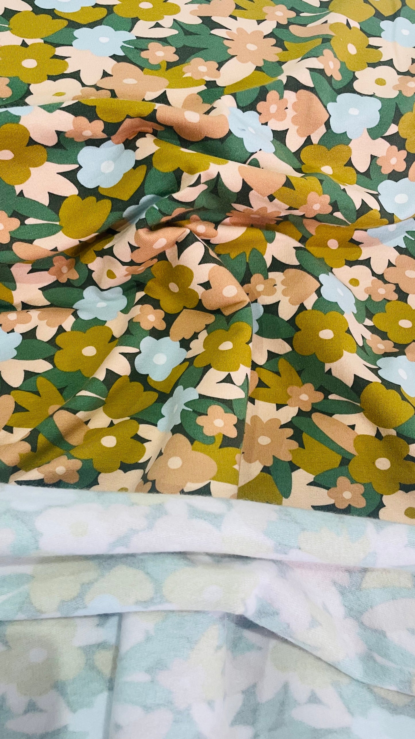 Tissus sweat Molleton Fleur Vert