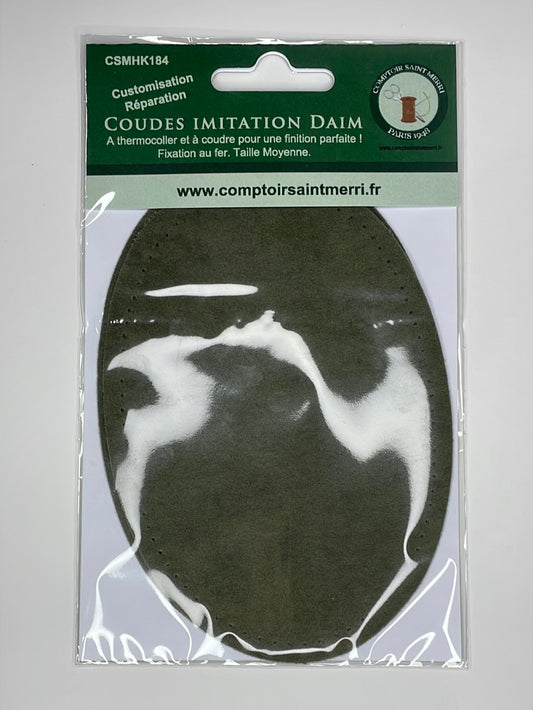 Coudes thermocollant imitation Daim GT Kaki taille moyenne CSMHK18471-71