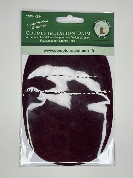 Coudes thermocollants imitation Daim bordeaux - grande taille CSMHK38423-23