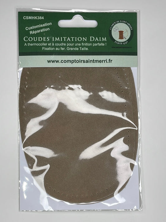 Coudes thermocollants imitation Daim par 2 Beige - grande taille CSMHK3843-3