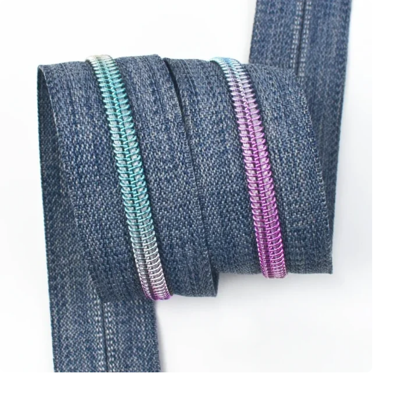 Fermeture Éclair au Mètre 5mm Nylon Jeans Maille Arc en Ciel