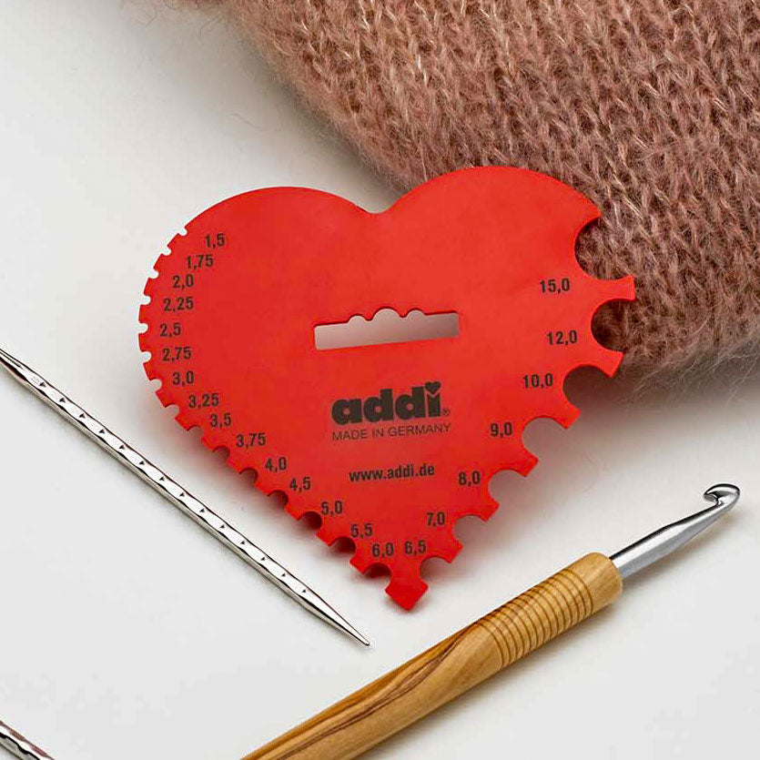 JAUGE COEUR POUR CROCHETS ET AIGUILLES A TRICOTER ADDI