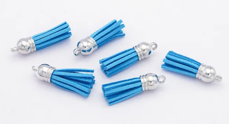 Pompons 38mm en suédine BLEU SKY