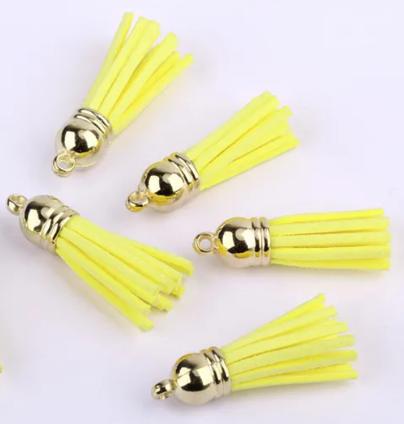 Pompons 38mm en suédine JAUNE