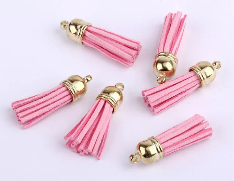 Pompons 38mm en suédine ROSE