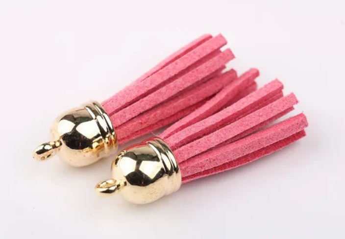 Pompons 38mm en suédine ROSE CORAIL