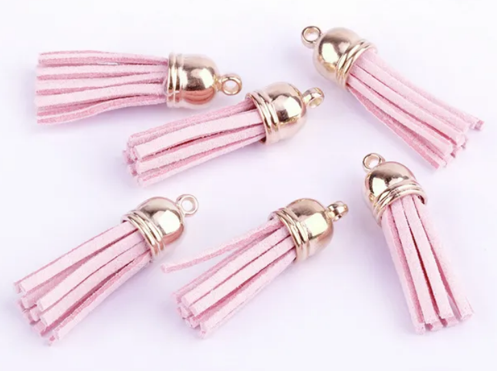 Pompons 38mm en suédine ROSE PASTEL