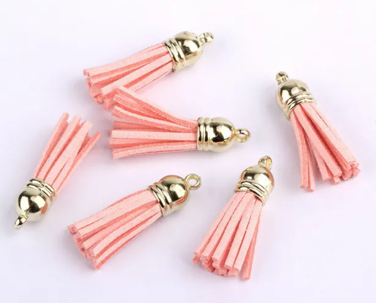 Pompons 38mm en suédine ROSE SAUMON