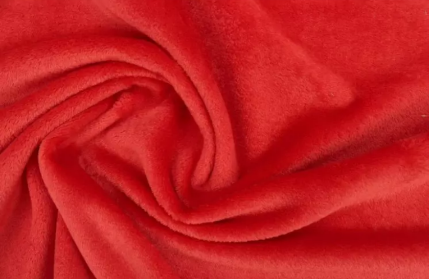 Tissu Doudou Fin Polaire Flanel Uni Rouge