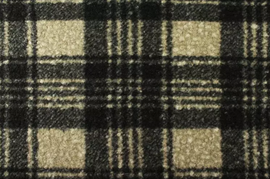 Tissu Lainage Bouclette Grand carreaux Beige/Noir