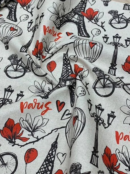 Toile enduite Imperméable Paris Rouge