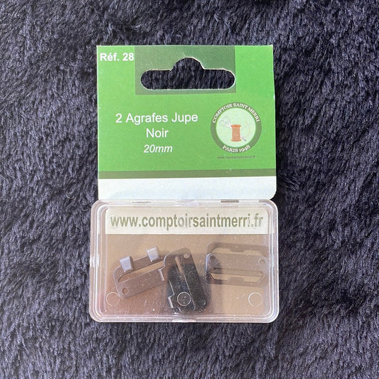 Agrafes jupe 20mm Noir x2