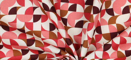 Popeline de Coton Poppy  Bordeaux Ecru