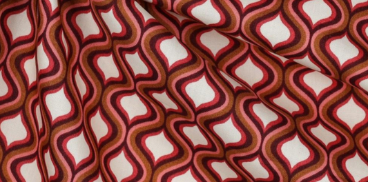 Popeline de Coton Poppy  ECRU / BORDEAUX