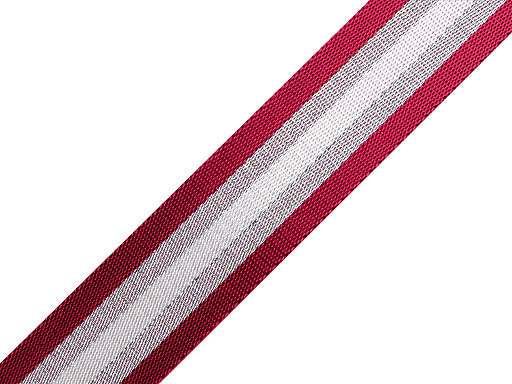 Sangle 38mm rouge à rayures Lurex Argent