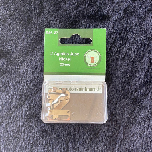 Agrafes jupe 20mm nickélée X2