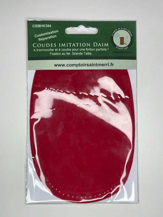 Coudes thermocollants imitation Daim par 2 rouge - grande taille CSMHK38455-55