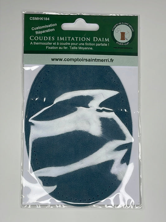Coudes thermocollant imitation Daim TM gris bleu taille moyenne CSMHK18426-26