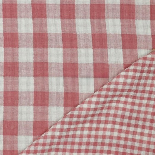 Tissu Double Gaze Double Face Rose