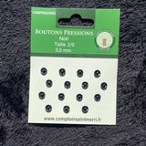 Boutons Pression N°2/0 5.5mm Noir x15