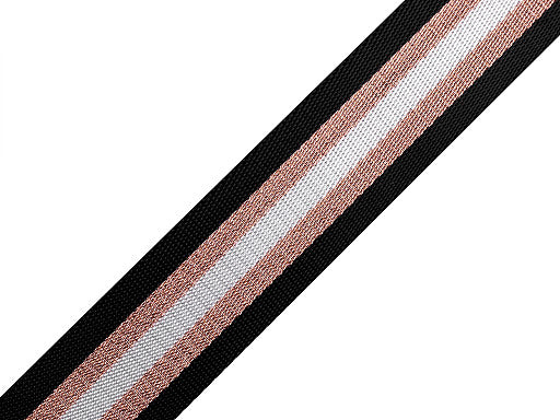 Sangle 38mm Noir à rayures Lurex Rose