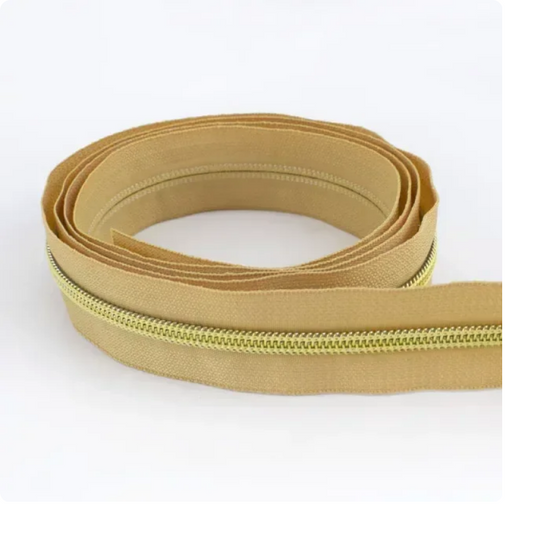 Fermeture Éclair au Mètre 5mm Nylon Jaune Maille Or
