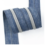 Fermeture Éclair au Mètre 5mm Nylon Jeans Maille Argent