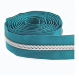 Fermeture Éclair au Mètre 5mm Nylon Turquoise Maille Argent