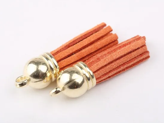 Pompons 38mm en suédine ORANGE