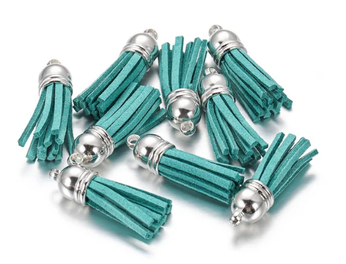 Pompons 38mm en suédine VERT D'EAU